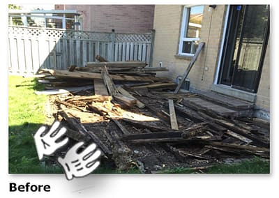 CHUCK-IT Removal Deck demolition before